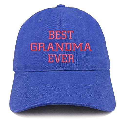 Trendy Apparel Shop Best Grandma Ever Pink Embroidered Soft Crown 100% Brushed Cotton Cap