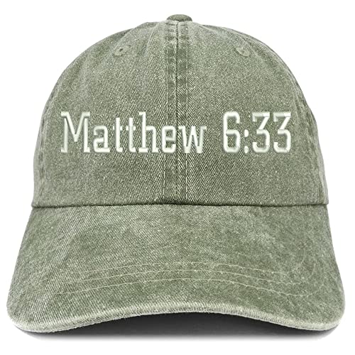 Trendy Apparel Shop Matthew 6:33 Washed Pigment Dyed Baseball Cap