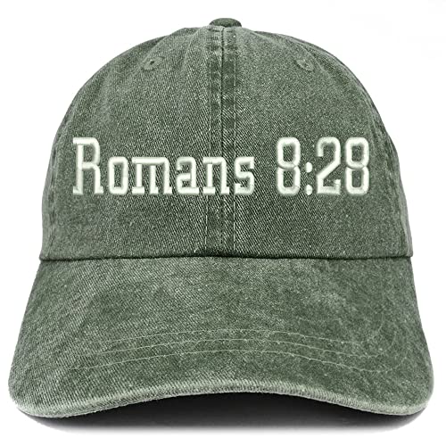Trendy Apparel Shop Romans 8:28 Washed Pigment Dyed Baseball Cap