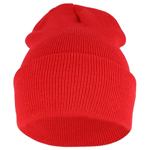 Trendy Apparel Shop Plain Long Cuff Winter Acrylic Beanie Cap