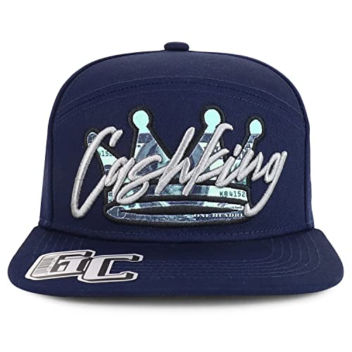 Trendy Apparel Shop Crown Cash King Embroidered Flatbill Snapback Cap