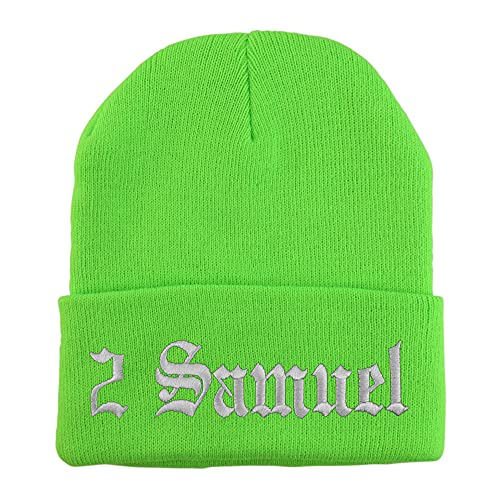 Trendy Apparel Shop 2 Samuel Old English Embroidered Long Cuff Beanie
