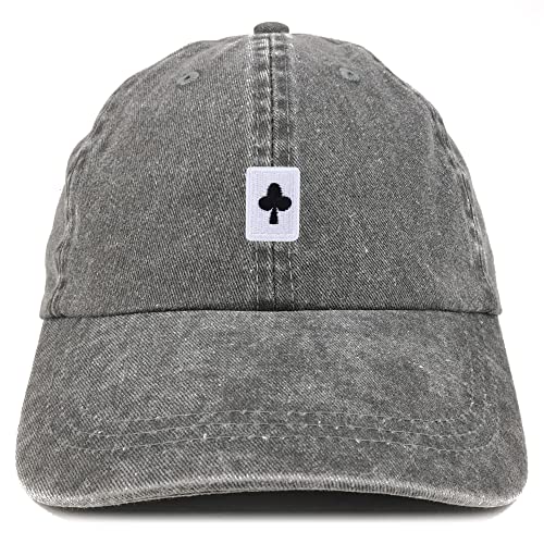 Trendy Apparel Shop Clover Playing Card Patch Pigment Dyed Washed Baseball Cap