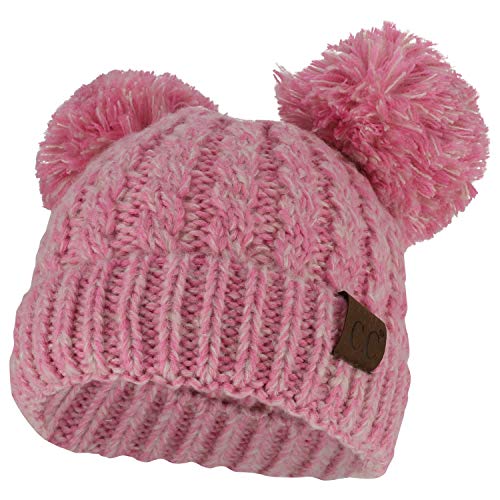Trendy Apparel Shop Pom Pom Ears Winter Cable Knit Cuff Long Beanie