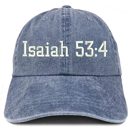 Trendy Apparel Shop Isaiah 53:4 Washed Pigment Dyed Baseball Cap