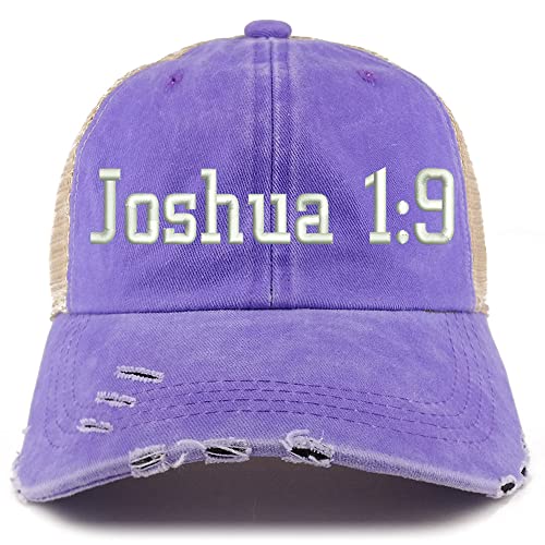 Trendy Apparel Shop Joshua 1:9 Frayed Bill Trucker Mesh Back Cap