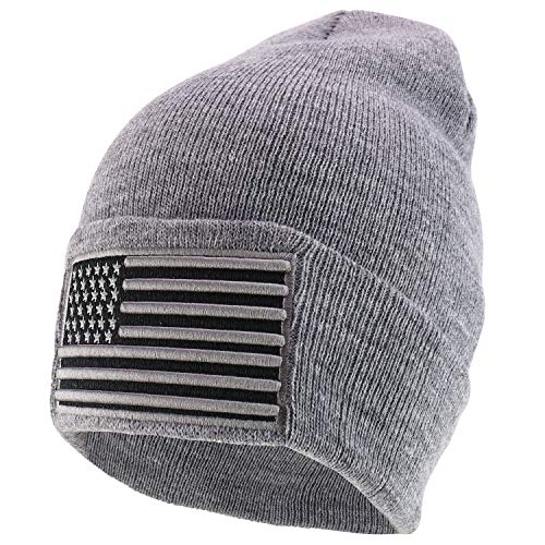 Trendy Apparel Shop 3D USA Flag Embroidered Winter Cuff Folded Long Beanie
