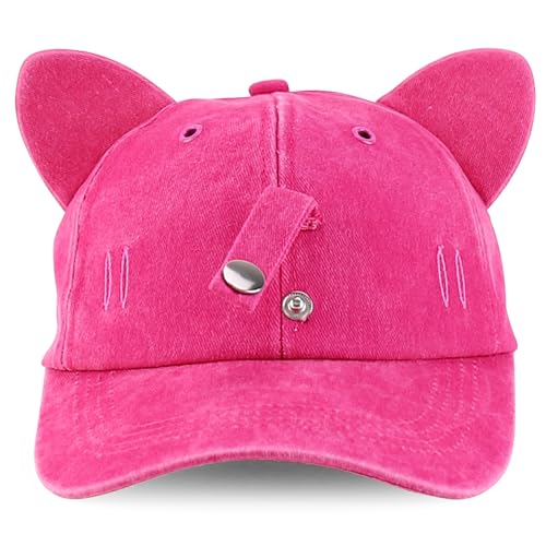 Trendy Apparel Shop Washed Cotton Cat Ear Baseball Cap with Sunglasses Holder