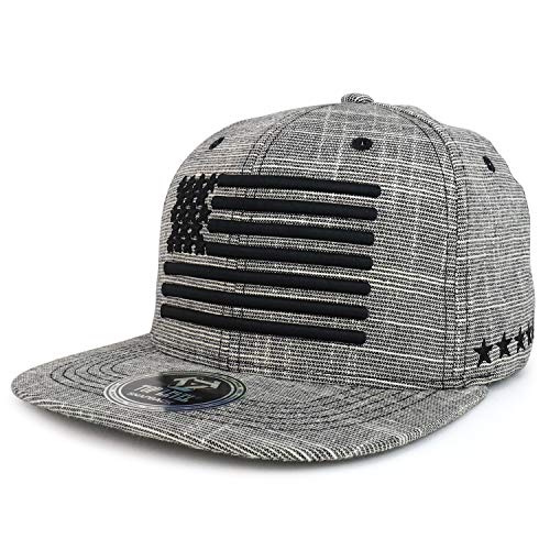 Trendy Apparel Shop USA Flag Stars and Stripes Embroidered Flatbill Snapback Cap