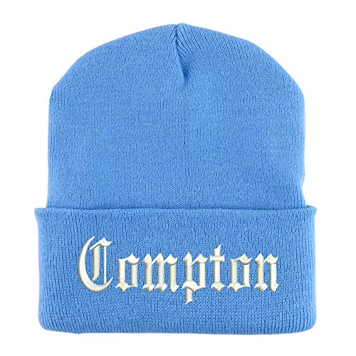 Trendy Apparel Shop Compton Old English Embroidered Made in USA Cuff Folded Acylic Knit Winter Beanie Hat