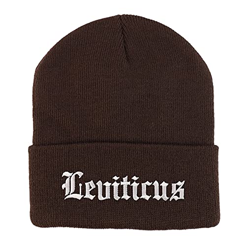 Trendy Apparel Shop Leviticus Old English Embroidered Long Cuff Beanie