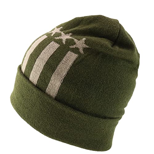 Trendy Apparel Shop Made in USA Patriotic Pattern Long Cuff Winter Beanie