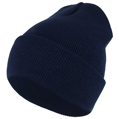 Trendy Apparel Shop Plain Long Cuff Winter Acrylic Beanie Cap