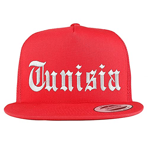 Trendy Apparel Shop Tunisia Old English 5 Panel Flatbill Trucker Cap