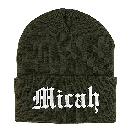 Trendy Apparel Shop Micah Old English Embroidered Long Cuff Beanie