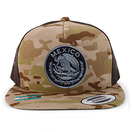 Trendy Apparel Shop Circular Mexico Patch 5 Panel Flatbill Trucker Cap