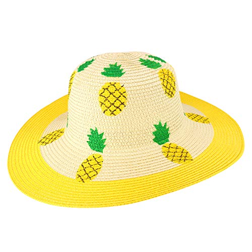 Trendy Apparel Shop Two Tone Cherry Printed Wide Brim Summer Sun Hat