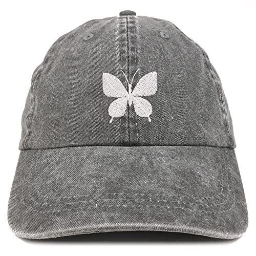 Trendy Apparel Shop Butterfly Embroidered Pigment Dyed Washed Baseball Cap