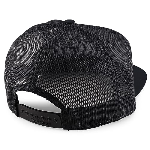 Trendy Apparel Shop Structured High Profile 7 Panel Flat Bill Mesh Back Snapback Cap