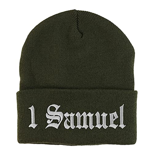 Trendy Apparel Shop 1 Samuel Old English Embroidered Long Cuff Beanie