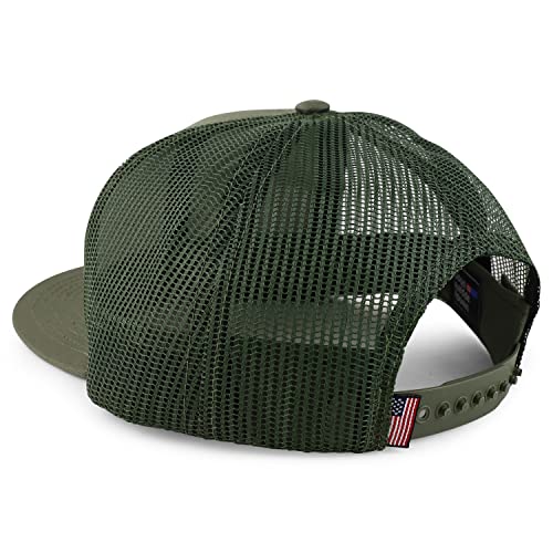 Trendy Apparel Shop Made in USA Structured 6 Panel Flatbill Snapback Mesh Back Cap