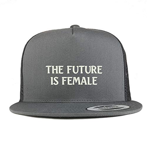 Trendy Apparel Shop Flexfit XXL The Future is Female Embroidered 5 Panel Flatbill Trucker Mesh Cap