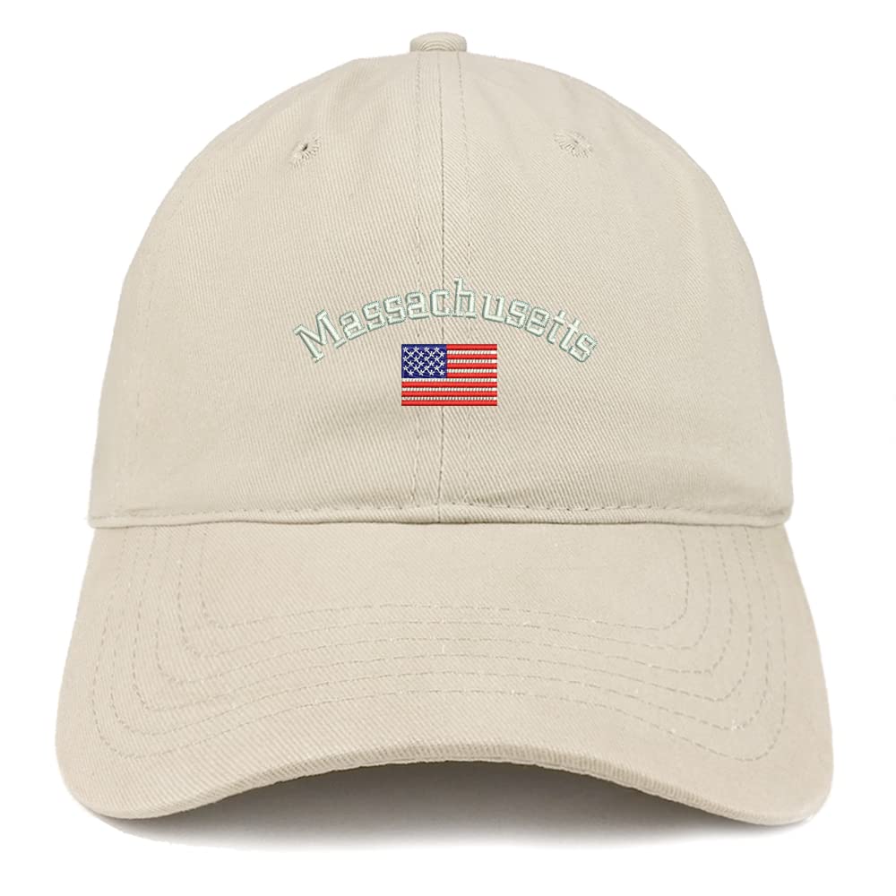 Trendy Apparel Shop Massachusetts USA Flag Low Profile Soft Cotton Baseball Cap