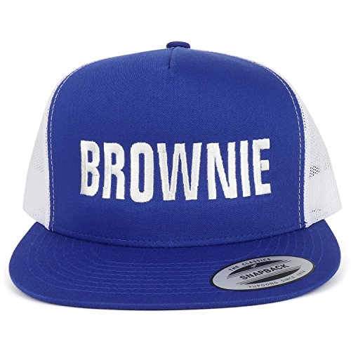 Trendy Apparel Shop Brownie Embroidered 5 Panel Flat Bill 2-Tone Mesh Cap