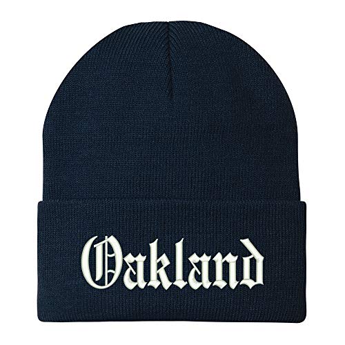 Trendy Apparel Shop Old English Font Oakland City Embroidered Winter Long Cuff Beanie