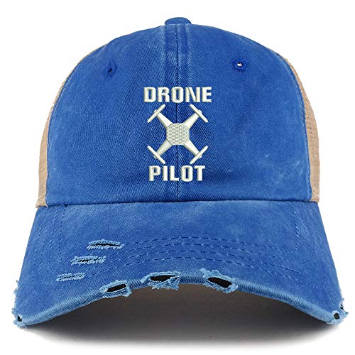 Trendy Apparel Shop Drone Operator Pilot Embroidered Frayed Bill Trucker Mesh Back Cap