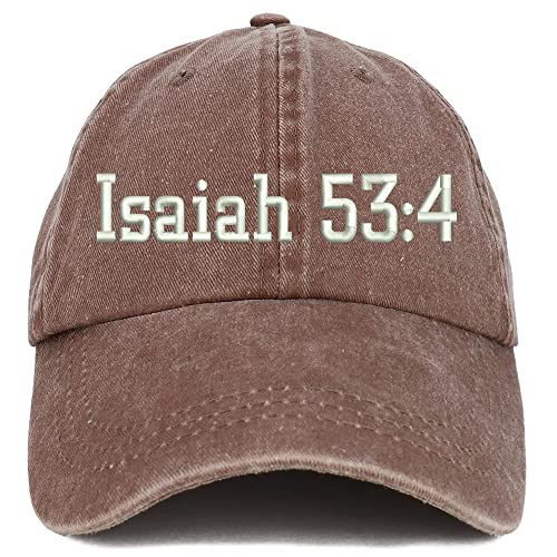 Trendy Apparel Shop Isaiah 53:4 Washed Pigment Dyed Baseball Cap