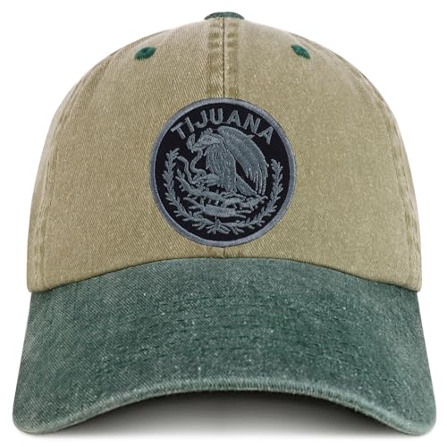 Trendy Apparel Shop Tijuana Mexico Charcoal Embroidered Patch Pigment Dyed Washed Baseball Cap