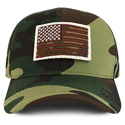 Trendy Apparel Shop Camo USA Flag Patch Tactical Cap, Fits Child to Adult 2XL