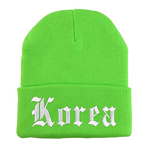 Trendy Apparel Shop Korea Old English Embroidered Long Cuff Beanie
