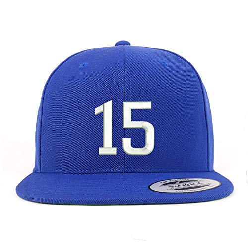 Trendy Apparel Shop Number 15 Embroidered Snapback Flatbill Baseball Cap