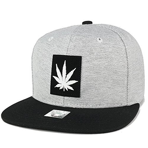 Trendy Apparel Shop Marijuana Leaf Rubber Patch Cotton Adjustable Snapback Cap