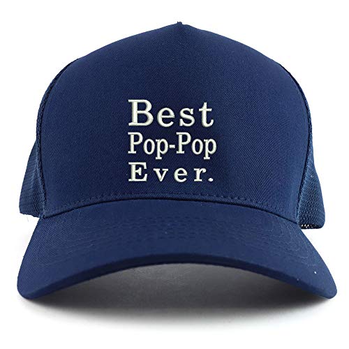 Trendy Apparel Shop Best Pop Pop Ever Embroidered Oversized 5 Panel XXL Trucker Mesh Cap