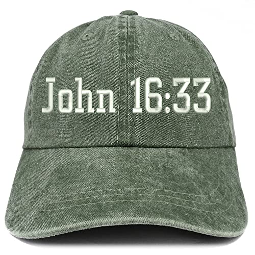 Trendy Apparel Shop John 16:33 Washed Pigment Dyed Baseball Cap