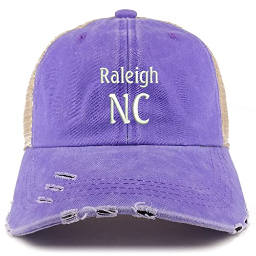 Trendy Apparel Shop Raleigh NC Embroidered Frayed Bill Trucker Mesh Back Cap