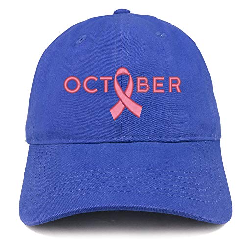 Trendy Apparel Shop Breast Cancer October Embroidered Soft Brushed Cotton Cap