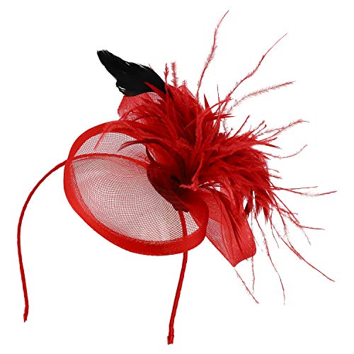Trendy Apparel Shop Tall Feather Accented Netting Fascinator Headband