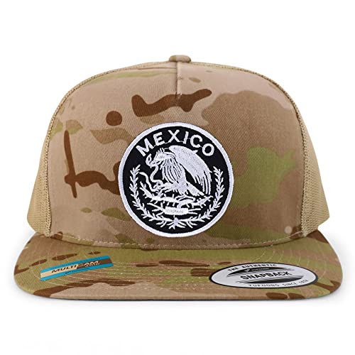 Trendy Apparel Shop Circular Mexico Patch 5 Panel Flatbill Trucker Cap