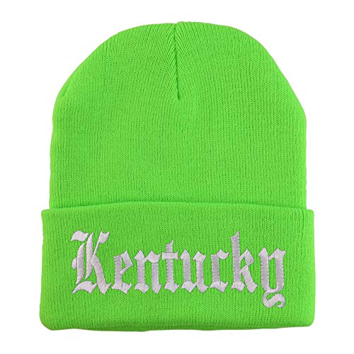 Trendy Apparel Shop Kenturky State Old English Embroidered Long Cuff Beanie