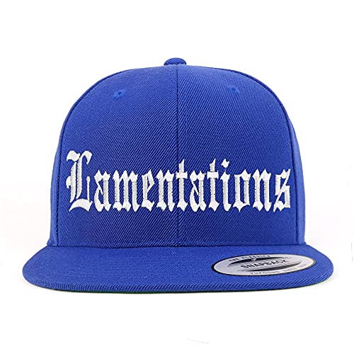 Trendy Apparel Shop Lamentations Old English Embroidered Flatbill Snapback