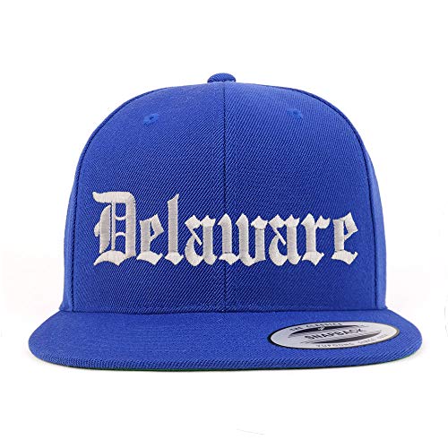 Trendy Apparel Shop Delaware State Old English Embroidered Flatbill Snapback