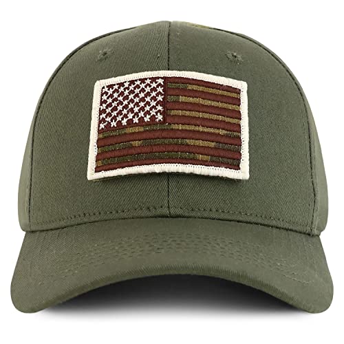 Trendy Apparel Shop Camo USA Flag Patch Tactical Cap, Fits Child to Adult 2XL