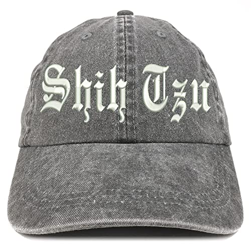 Trendy Apparel Shop Old English Shih Tzu Washed Pigment Dyed Baseball Cap