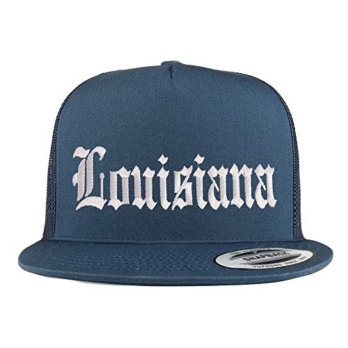Trendy Apparel Shop Louisuana State Old English 5 Panel Flatbill Trucker Cap