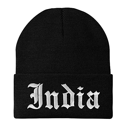 Trendy Apparel Shop India Old English Embroidered Long Cuff Winter Beanie