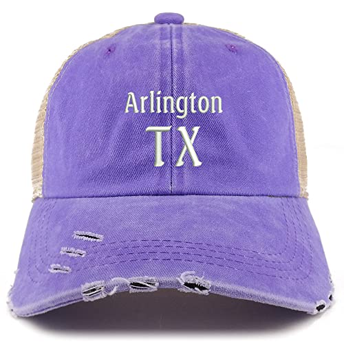 Trendy Apparel Shop Arlington TX Embroidered Frayed Bill Trucker Mesh Back Cap